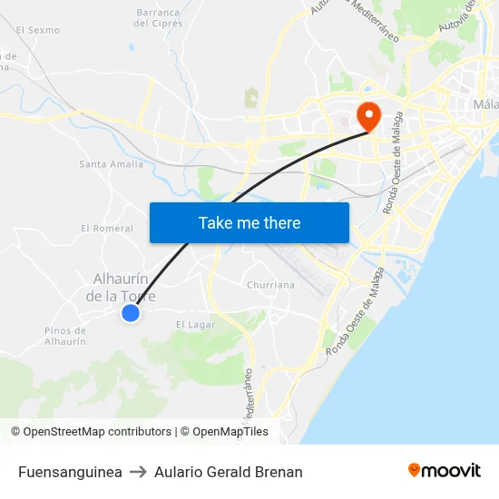 Fuensanguinea to Aulario Gerald Brenan map