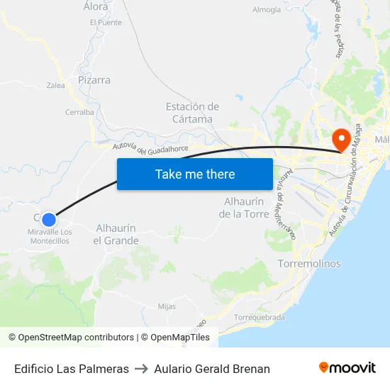 Edificio Las Palmeras to Aulario Gerald Brenan map