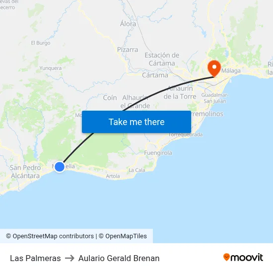 Las Palmeras to Aulario Gerald Brenan map