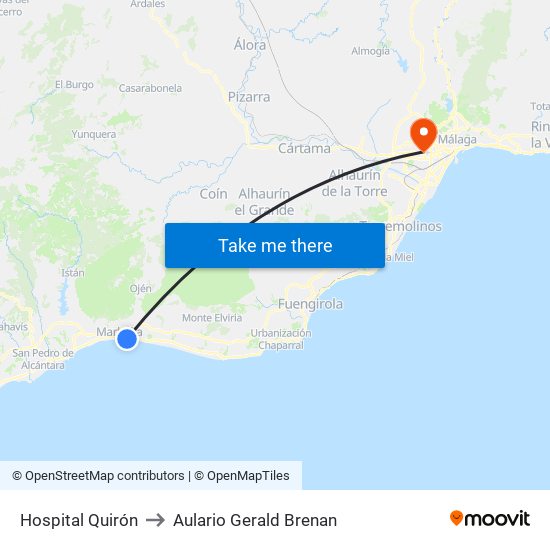 Hospital Quirón to Aulario Gerald Brenan map