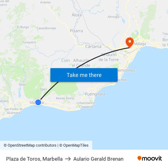 Plaza de Toros, Marbella to Aulario Gerald Brenan map