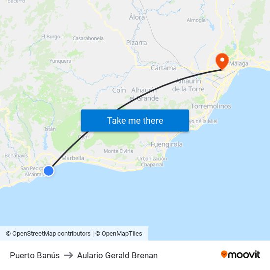 Puerto Banús to Aulario Gerald Brenan map