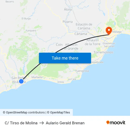 C/ Tirso de Molina to Aulario Gerald Brenan map