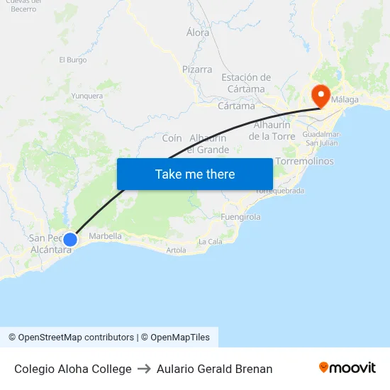 Colegio Aloha College to Aulario Gerald Brenan map