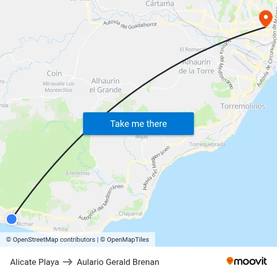 Alicate Playa to Aulario Gerald Brenan map