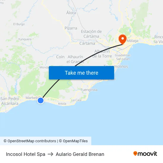 Incosol Hotel Spa to Aulario Gerald Brenan map