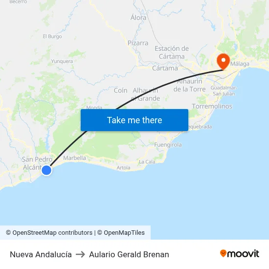 Nueva Andalucía to Aulario Gerald Brenan map