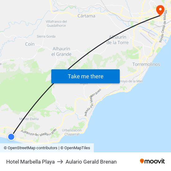 Hotel Marbella Playa to Aulario Gerald Brenan map