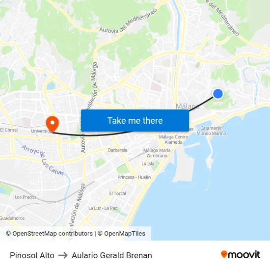 Pinosol Alto to Aulario Gerald Brenan map
