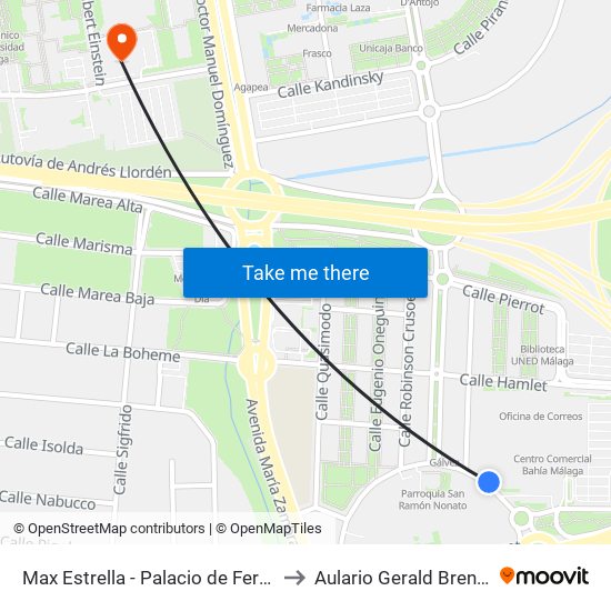Max Estrella - Palacio de Ferias to Aulario Gerald Brenan map