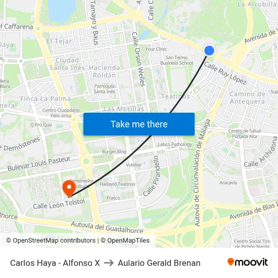 Carlos Haya - Alfonso X to Aulario Gerald Brenan map