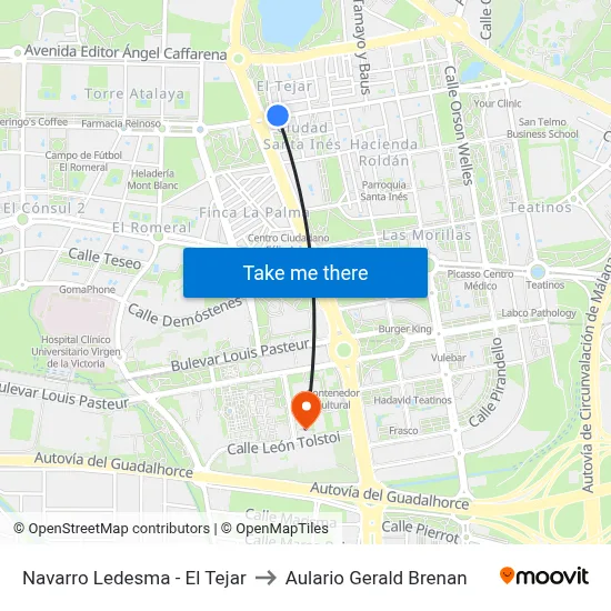 Navarro Ledesma - El Tejar to Aulario Gerald Brenan map