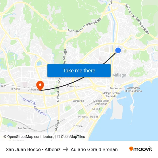 San Juan Bosco - Albéniz to Aulario Gerald Brenan map