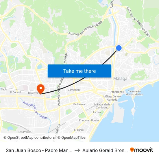 San Juan Bosco - Padre Manjón to Aulario Gerald Brenan map
