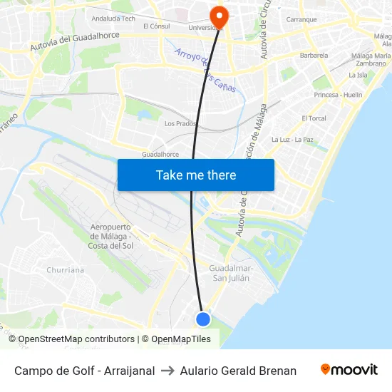Campo de Golf - Arraijanal to Aulario Gerald Brenan map
