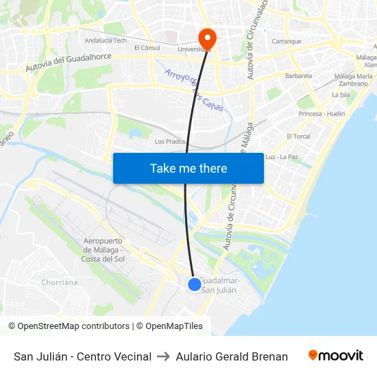 San Julián - Centro Vecinal to Aulario Gerald Brenan map