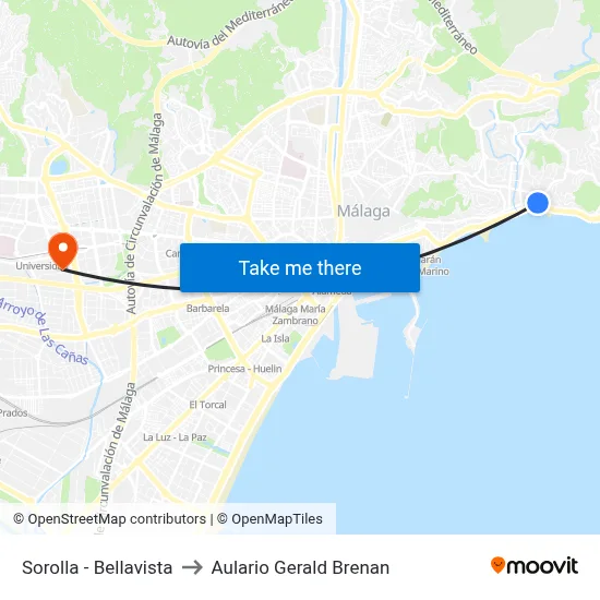 Sorolla - Bellavista to Aulario Gerald Brenan map