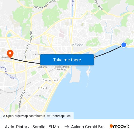 Avda. Pintor J. Sorolla - El Morlaco to Aulario Gerald Brenan map