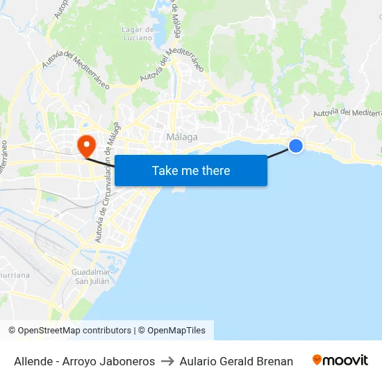 Allende - Arroyo Jaboneros to Aulario Gerald Brenan map