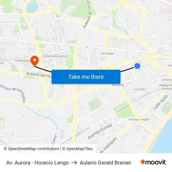 Av. Aurora - Horacio Lengo to Aulario Gerald Brenan map