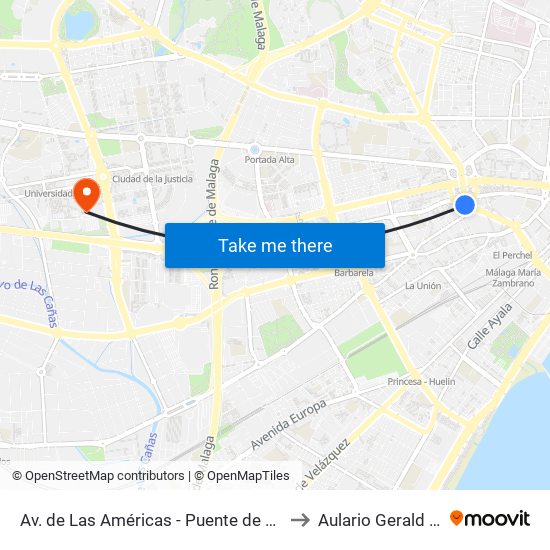 Av. de Las Américas - Puente de Las Américas to Aulario Gerald Brenan map