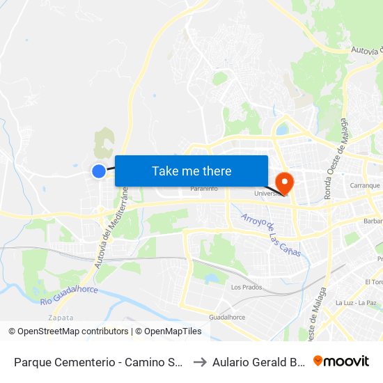 Parque Cementerio - Camino Santa Inés to Aulario Gerald Brenan map
