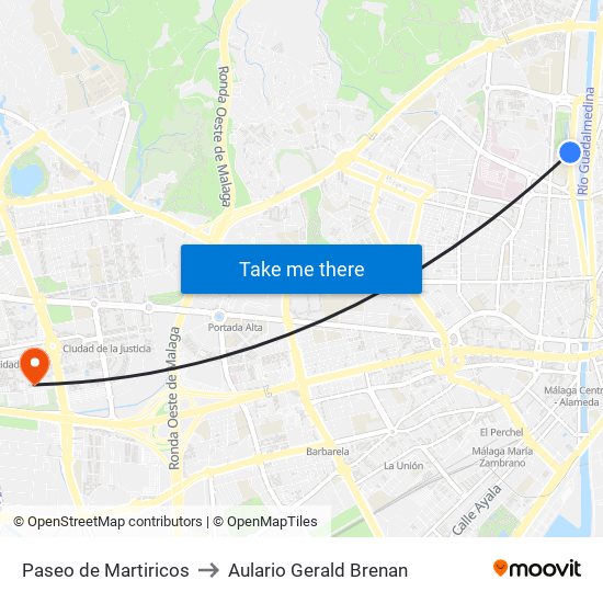 Paseo de Martiricos to Aulario Gerald Brenan map