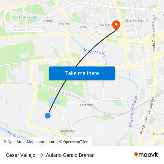 Cesar Vallejo to Aulario Gerald Brenan map