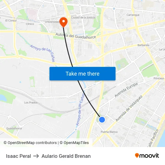 Isaac Peral to Aulario Gerald Brenan map