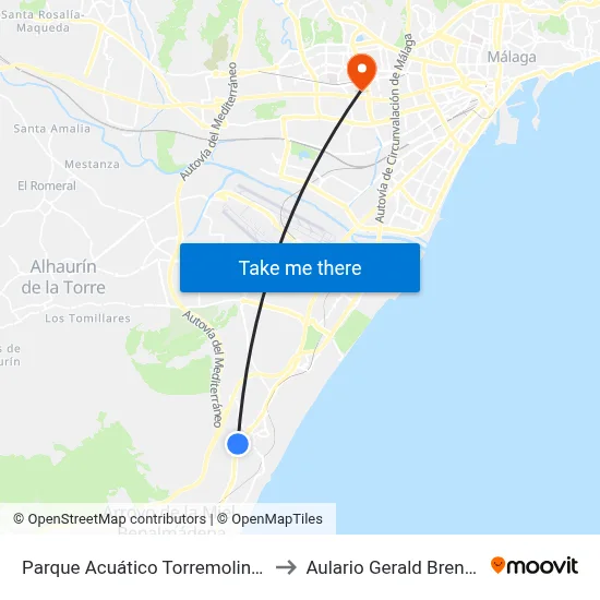 Parque Acuático Torremolinos to Aulario Gerald Brenan map