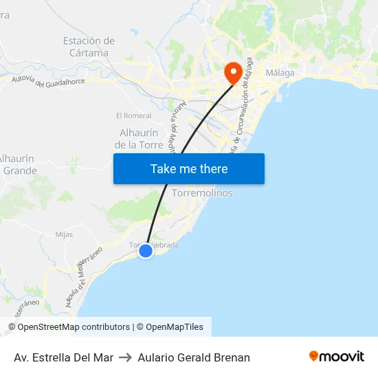 Av. Estrella Del Mar to Aulario Gerald Brenan map