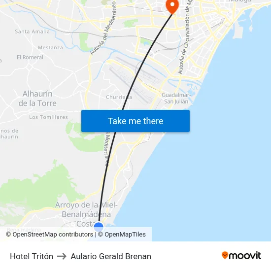 Hotel Tritón to Aulario Gerald Brenan map