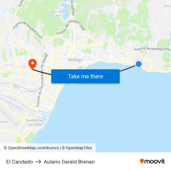 El Candado to Aulario Gerald Brenan map