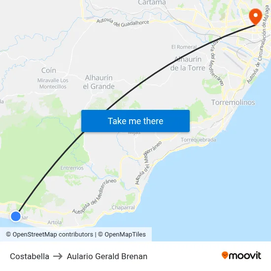 Costabella to Aulario Gerald Brenan map
