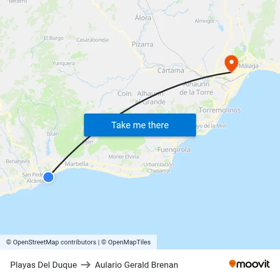 Playas Del Duque to Aulario Gerald Brenan map