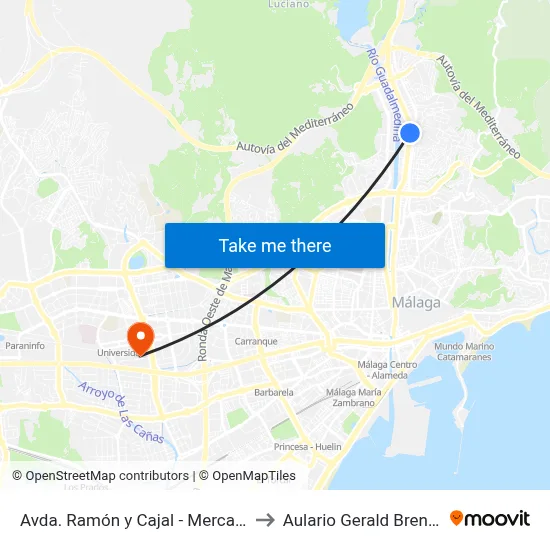 Avda. Ramón y Cajal - Mercado to Aulario Gerald Brenan map