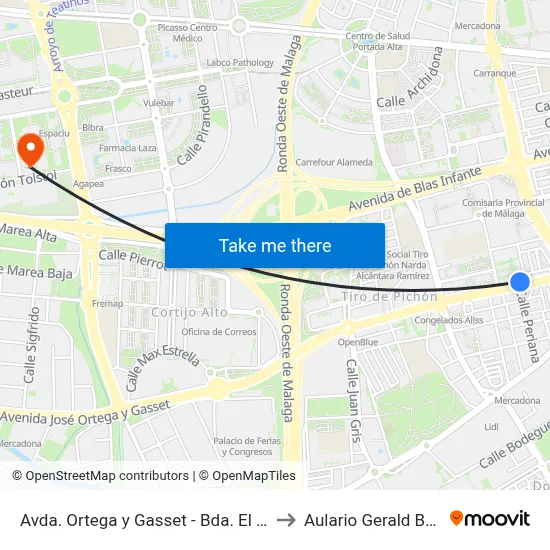 Avda. Ortega y Gasset - Bda. El Carmen to Aulario Gerald Brenan map