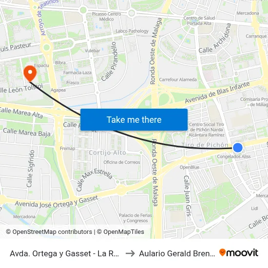 Avda. Ortega y Gasset - La Rosa to Aulario Gerald Brenan map