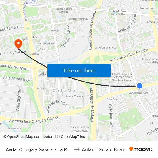 Avda. Ortega y Gasset - La Rosa to Aulario Gerald Brenan map