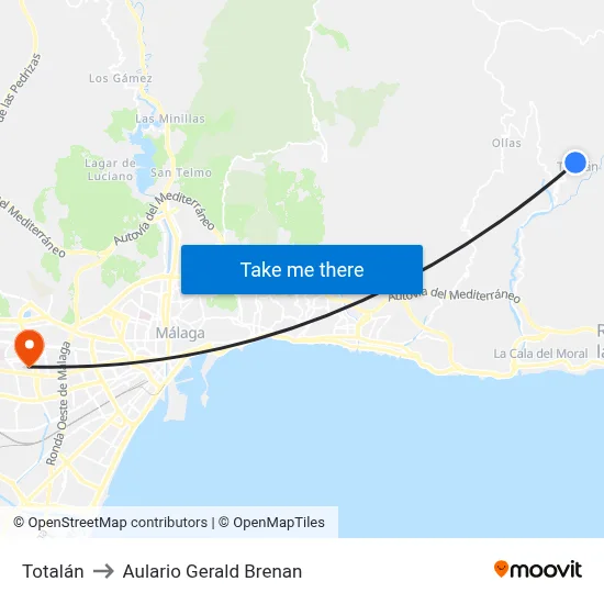 Totalán to Aulario Gerald Brenan map