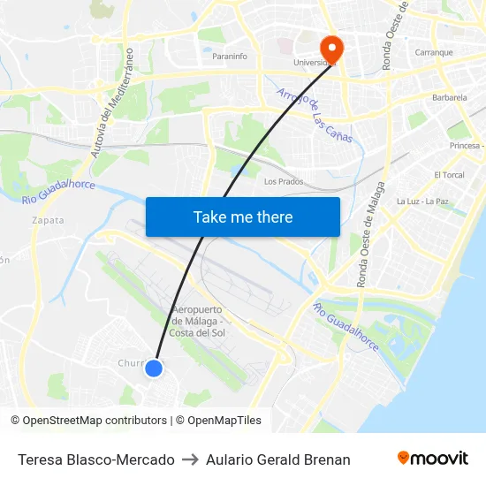 Teresa Blasco-Mercado to Aulario Gerald Brenan map