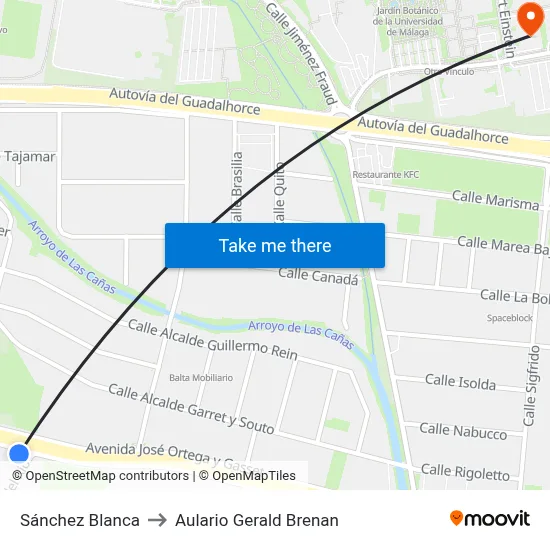 Sánchez Blanca to Aulario Gerald Brenan map