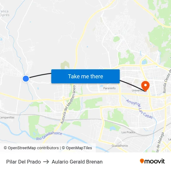 Pilar Del Prado to Aulario Gerald Brenan map