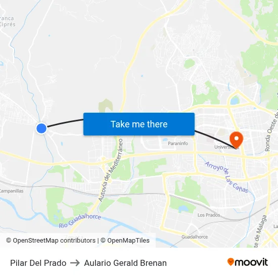 Pilar Del Prado to Aulario Gerald Brenan map