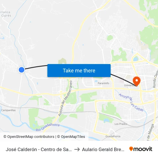 José Calderón - Centro de Salud to Aulario Gerald Brenan map