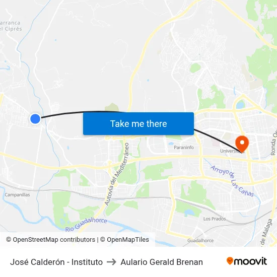 José Calderón - Instituto to Aulario Gerald Brenan map