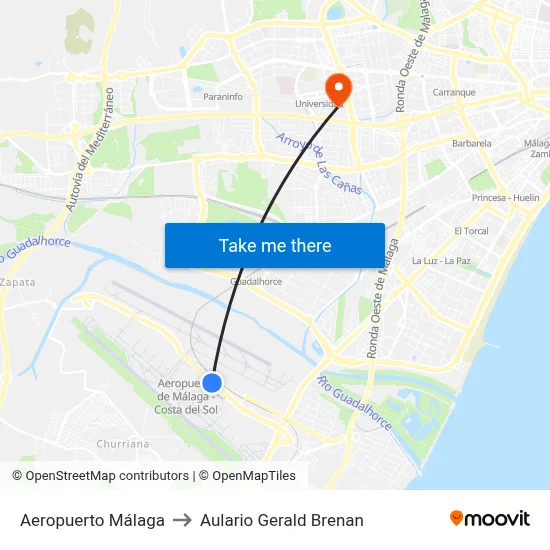 Aeropuerto Málaga to Aulario Gerald Brenan map