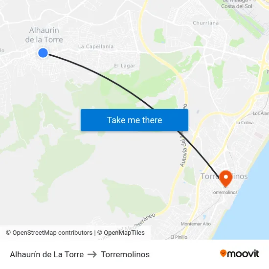 Alhaurín de La Torre to Torremolinos map