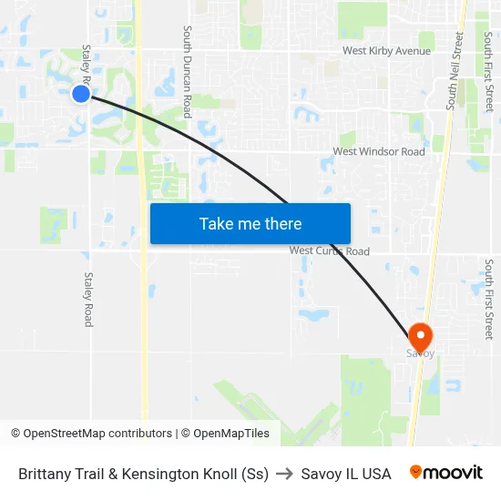 Brittany Trail & Kensington Knoll (Ss) to Savoy IL USA map