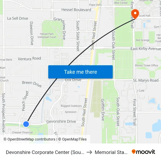 Devonshire Corporate Center (South Side) to Memorial Stadium map